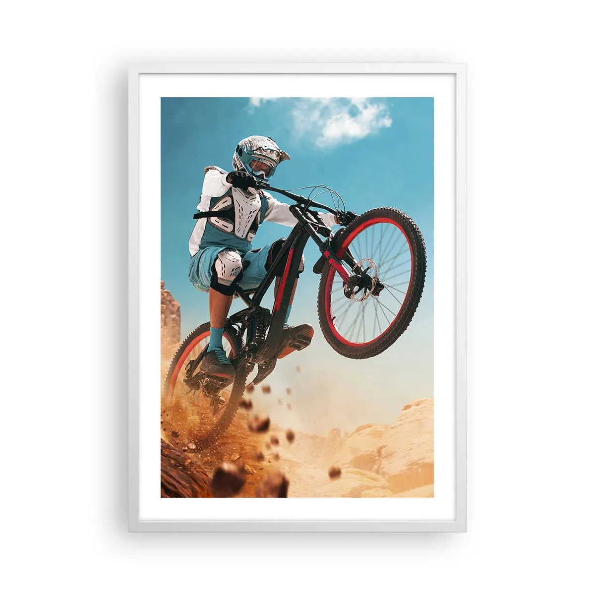 Poster in einem weißen Rahmen - Fahrrad-Wahnsinn-Dämon - 50x70 cm