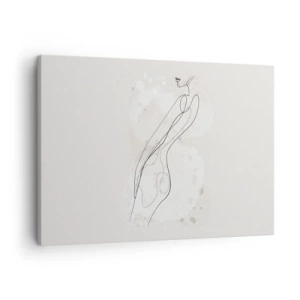 Bild auf Leinwand - Leinwandbild - Eine subtile Silhouettenskizze im minimalistischen Stil - 70x50cm - Der Blick schweift - Moderne Wanddekoration für Wohnzimmer und Schlafzimmer ARTTOR