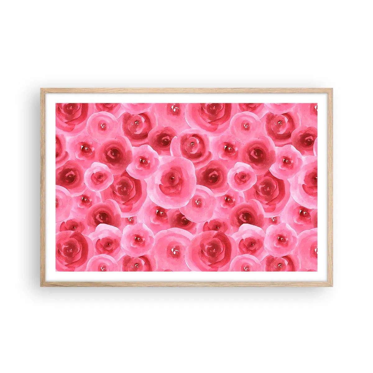 Poster in einem Rahmen aus heller Eiche - Oben und unten Rosen - 91x61 cm