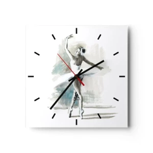 Wanduhr - Glasuhr - In einen Schwan verzaubert - 40x40 cm