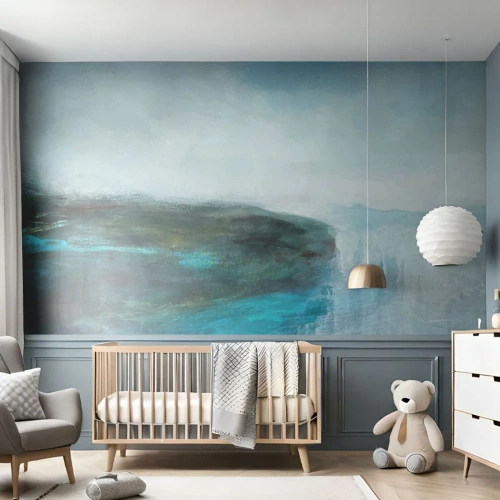 Fototapete Premium Sand - Eine malerische Komposition in Meeres- und Blautönen - 100x70cm - Nautische Abstraktion - Moderne Wanddekoration für Wohnzimmer und Schlafzimmer ARTTOR