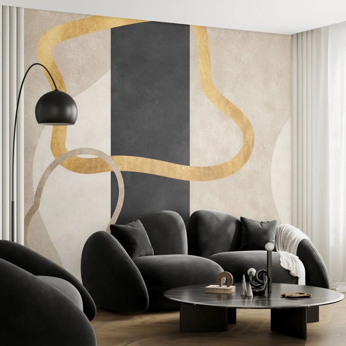Fototapete Premium Canvas - Schleifenformen - Art Deco, Minimalismus, Abstraktionismus - 250x175 cm