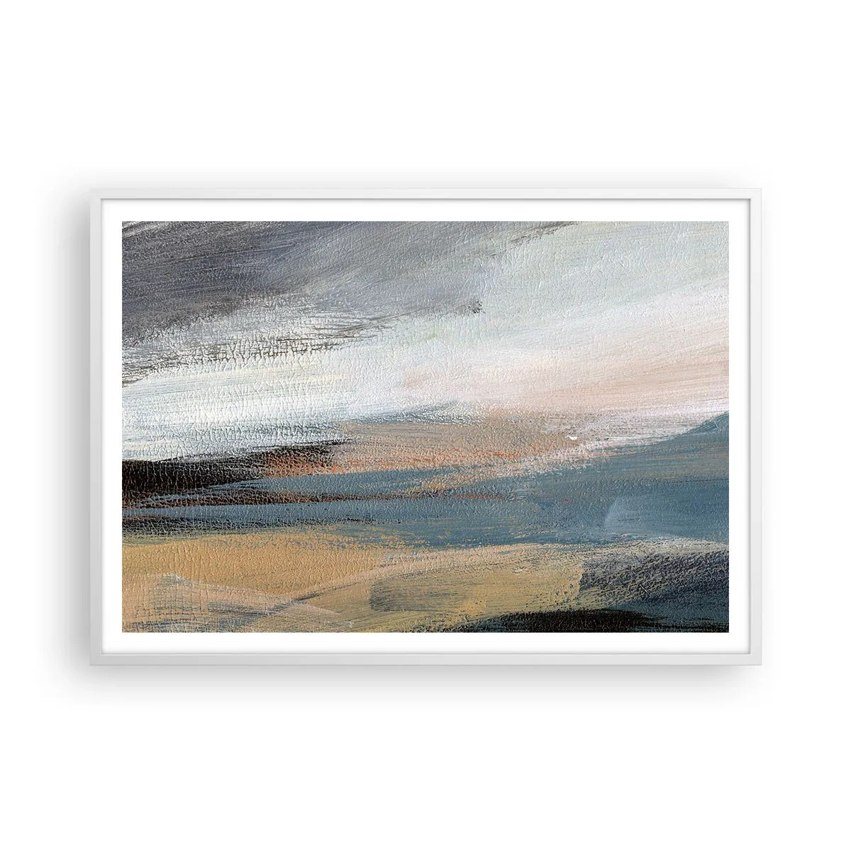 Poster in einem weißen Rahmen - Abstraktion: nördliche Landschaft - 100x70 cm