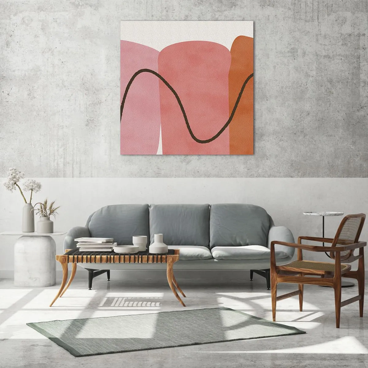 Glasbild - Bild auf glas - Sanfte Bewegung der Formen - 70x70 cm