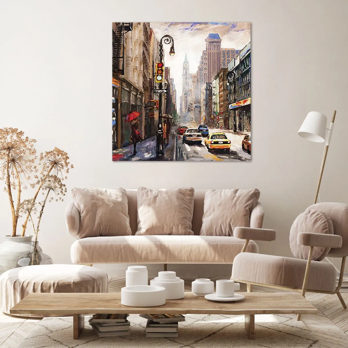 Bild auf Leinwand - Leinwandbild - New York - auch im Regen bunt - 60x60 cm