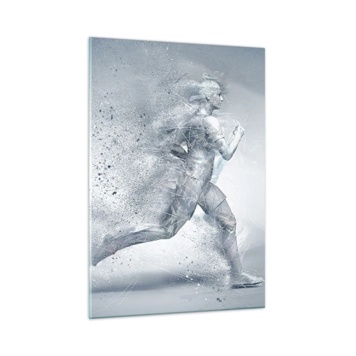 Glasbild - Bild auf glas - Silhouette einer laufenden Figur in abstrakter Form - 50x70cm - Kristallklare Energie - Moderne Wanddekoration für Wohnzimmer und Schlafzimmer ARTTOR
