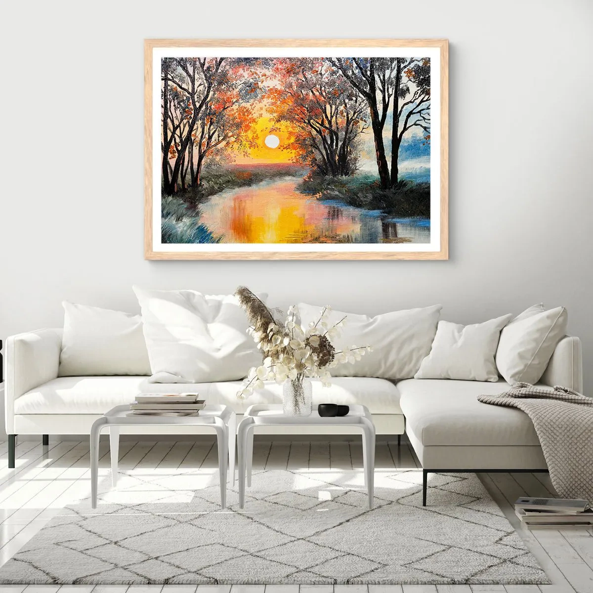 Poster in einem Rahmen aus heller Eiche - Herbststimmung - 91x61 cm