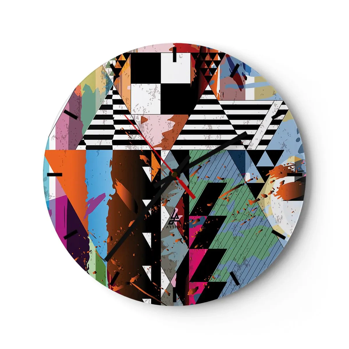 Wanduhr - Glasuhr - Geometrisch und organisch - 40x40 cm