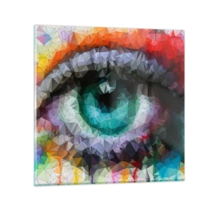 Glasbild - Bild auf glas - Kristallines Leuchten der Augen - 30x30 cm