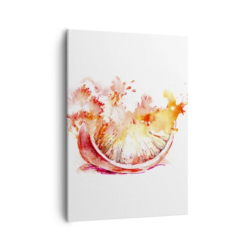 Bild auf Leinwand - Leinwandbild - Eine Aquarellscheibe Grapefruit in leuchtenden Farben - 50x70cm - Saftige Erfrischung - Moderne Wanddekoration für Wohnzimmer und Schlafzimmer ARTTOR