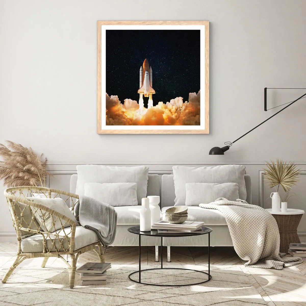 Poster in einem Rahmen aus heller Eiche - Ad Astra! - 50x50 cm