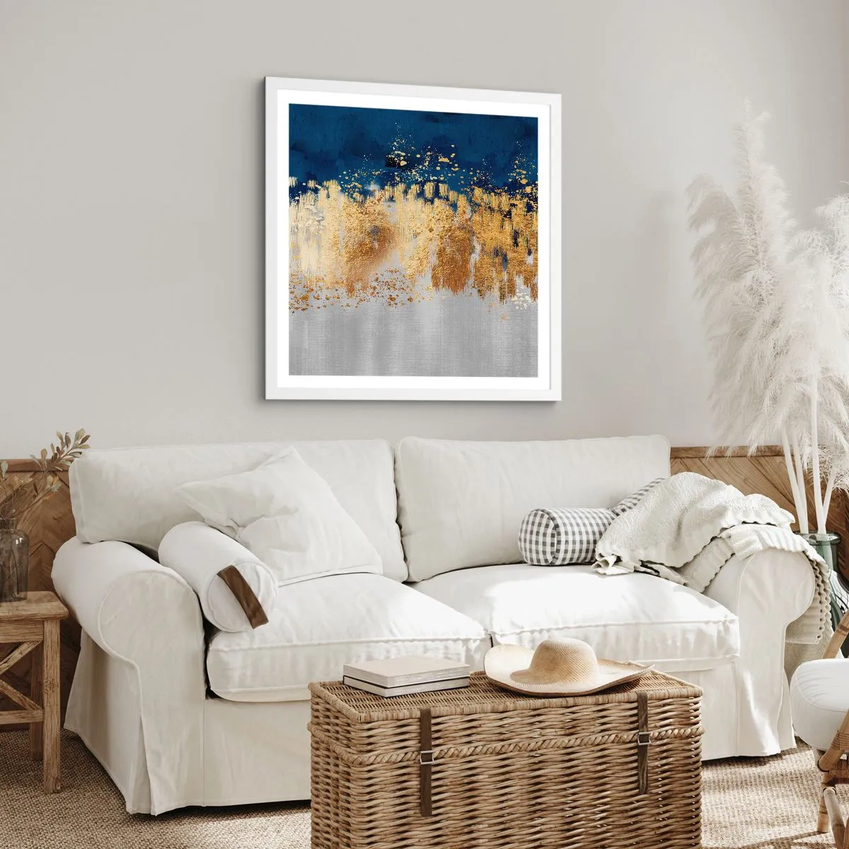 Poster in einem weißen Rahmen - Moderne Komposition mit Glanz - 60x60 cm