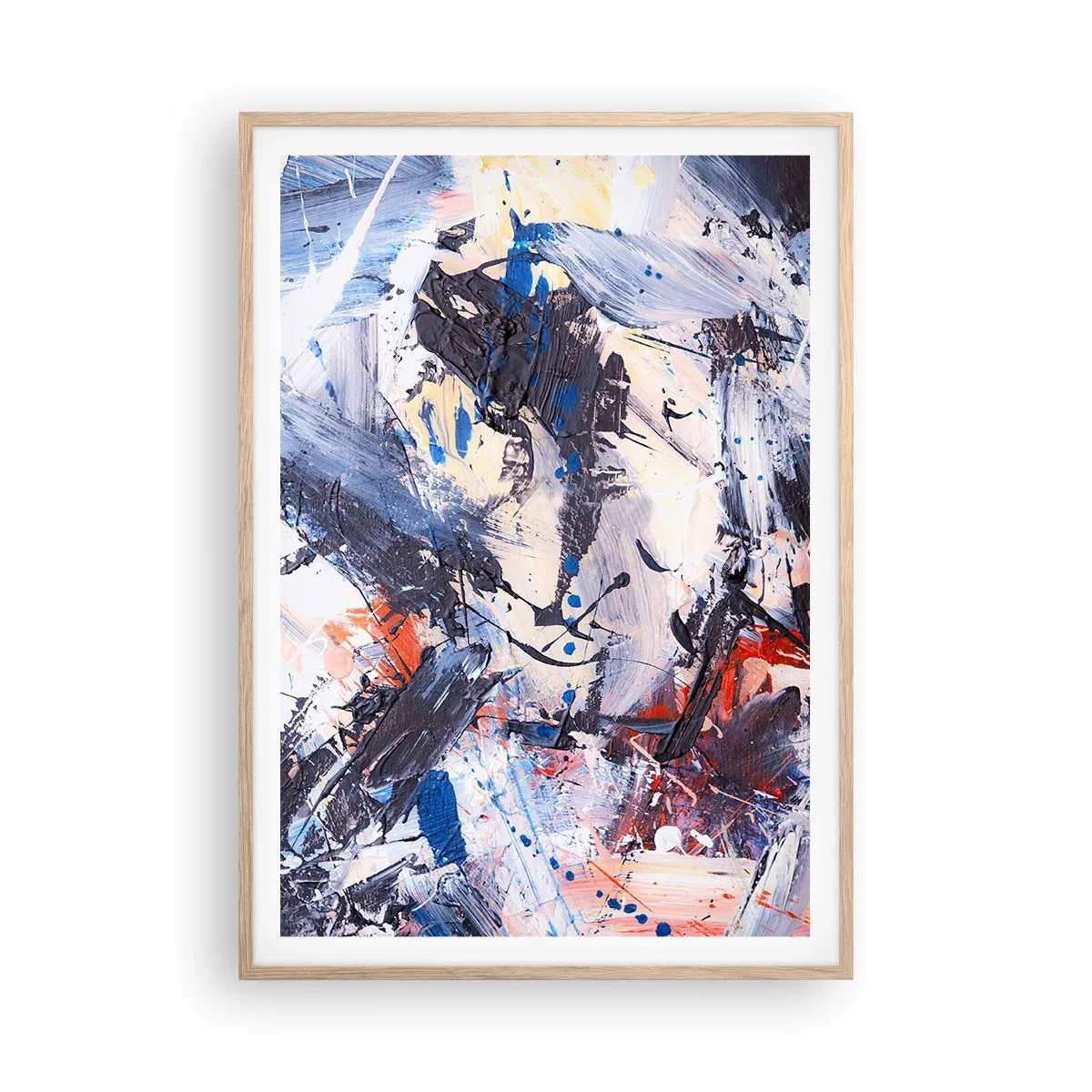 Poster in einem Rahmen aus heller Eiche - Verrückter Tanz der Abstraktion - 70x100 cm