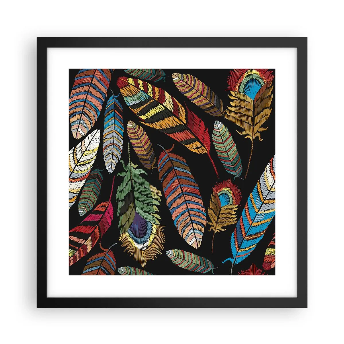 Poster in einem schwarzem Rahmen - Der Vogelkarneval - 40x40 cm