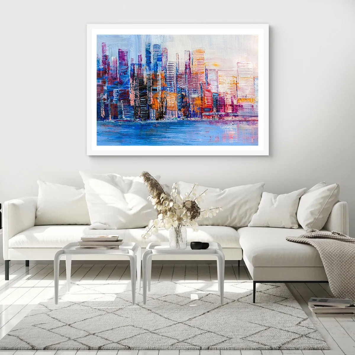 Poster in einem weißen Rahmen - Fröhliche Metropole - 50x40 cm