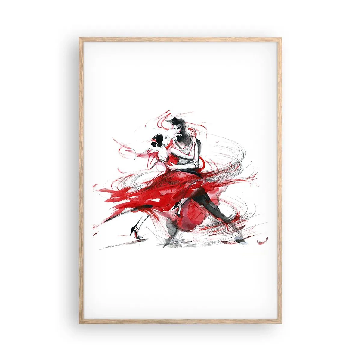 Poster in einem Rahmen aus heller Eiche - Tango – der Rhythmus der Leidenschaft - 70x100 cm