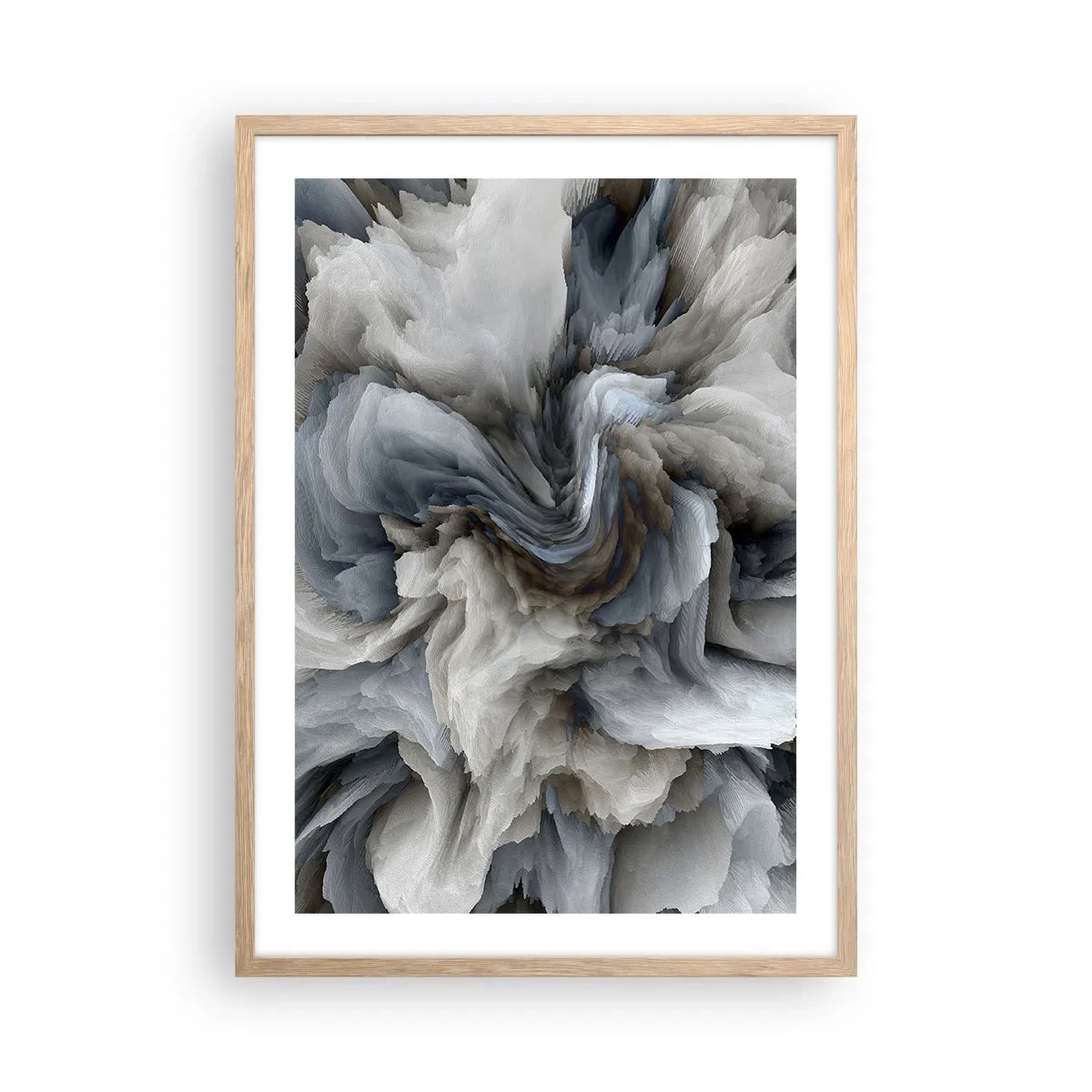Poster in einem Rahmen aus heller Eiche - Stein und Blume - 50x70 cm