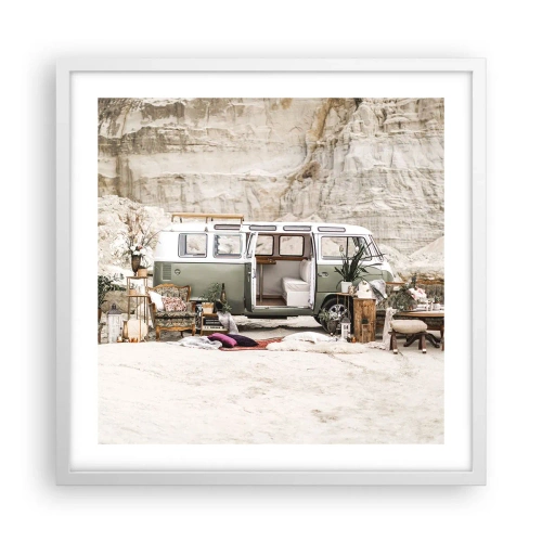 Poster in einem weißen Rahmen - Es ist die Zeit, die Reise zu beginnen - 50x50 cm