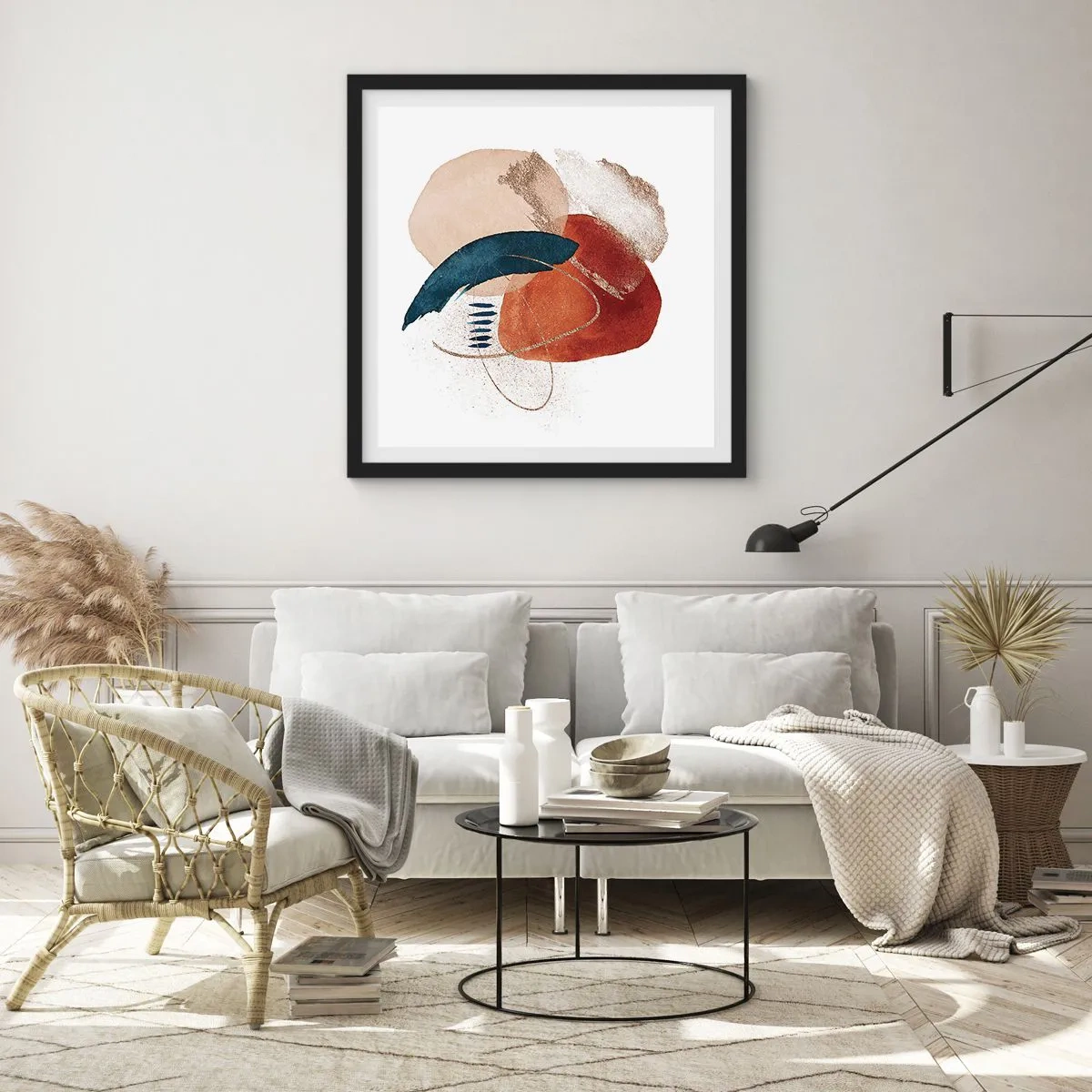 Poster in einem schwarzem Rahmen - Ovale Komposition - 30x30 cm