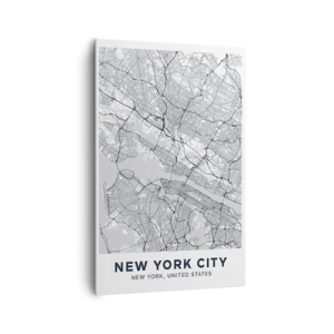 Bild auf Leinwand - Leinwandbild - Ein Stadtplan im minimalistischen Stil auf grauem Hintergrund - 80x120cm - Die Anatomie einer Metropole - Moderne Wanddekoration für Wohnzimmer und Schlafzimmer ARTTOR
