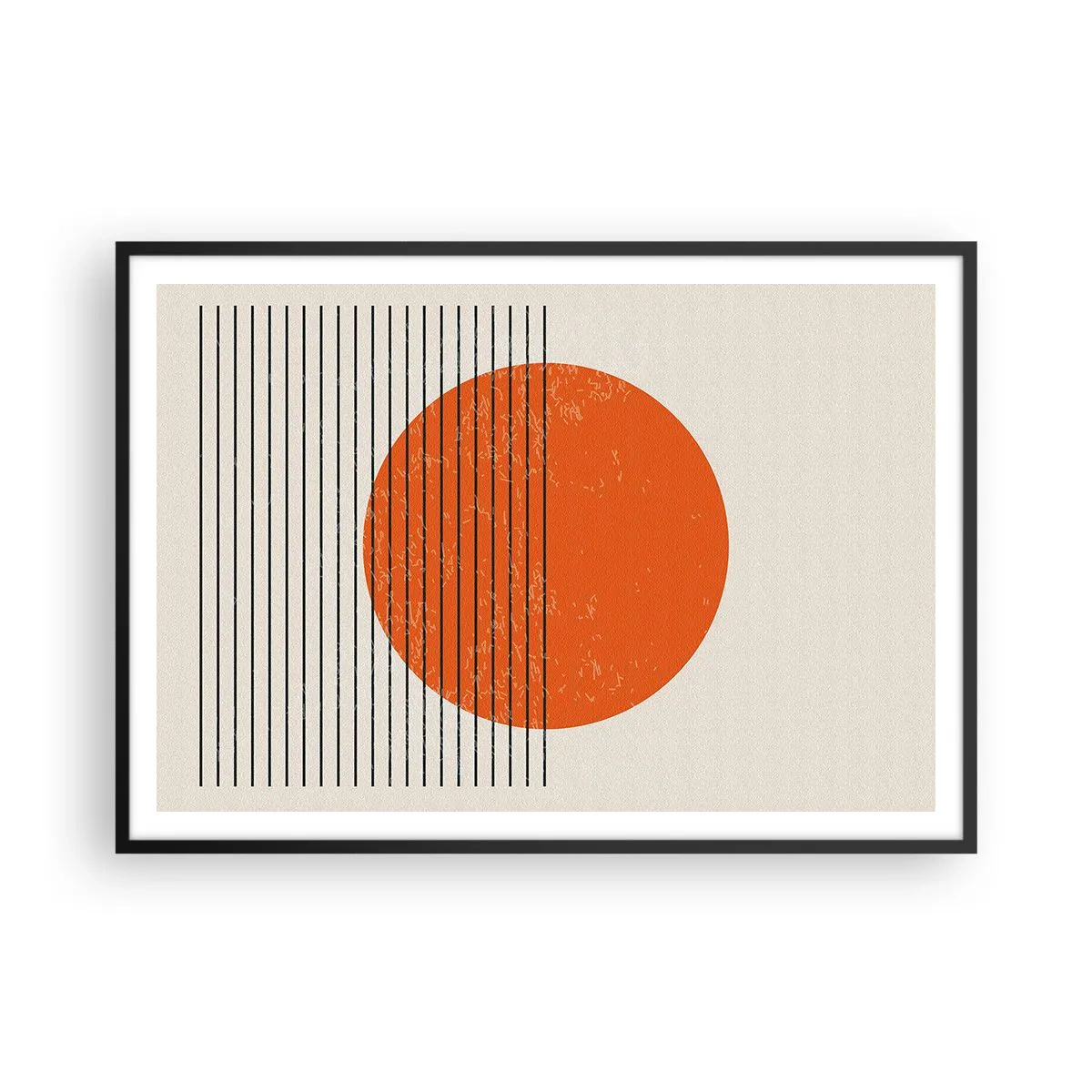 Poster in einem schwarzem Rahmen - Minimalistische Sonne mit geometrischen Linien - 100x70cm - Immer die Sonne - Moderne Wanddekoration für Wohnzimmer und Schlafzimmer ARTTOR