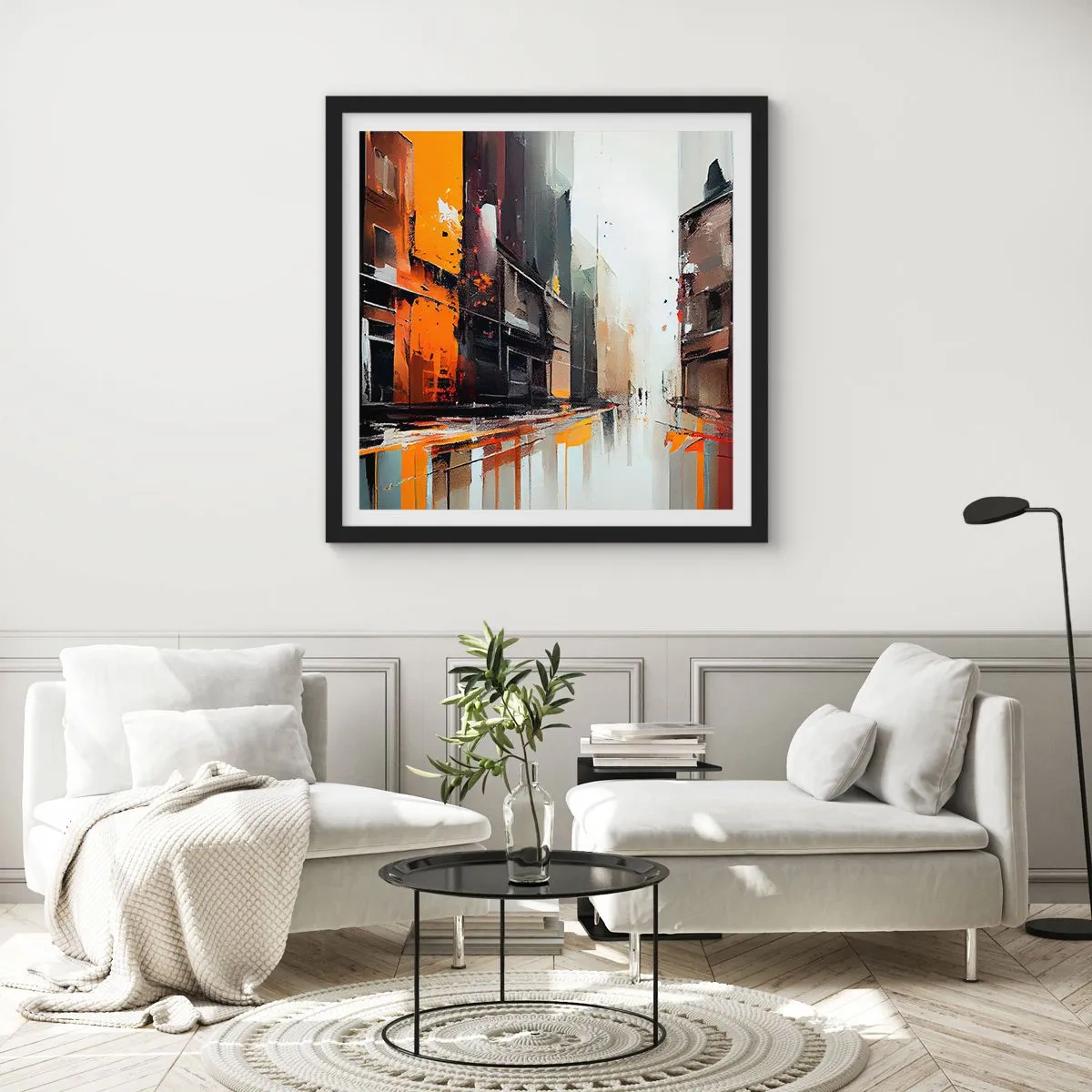 Poster in einem schwarzem Rahmen - Regnerischer Tag - 50x50 cm