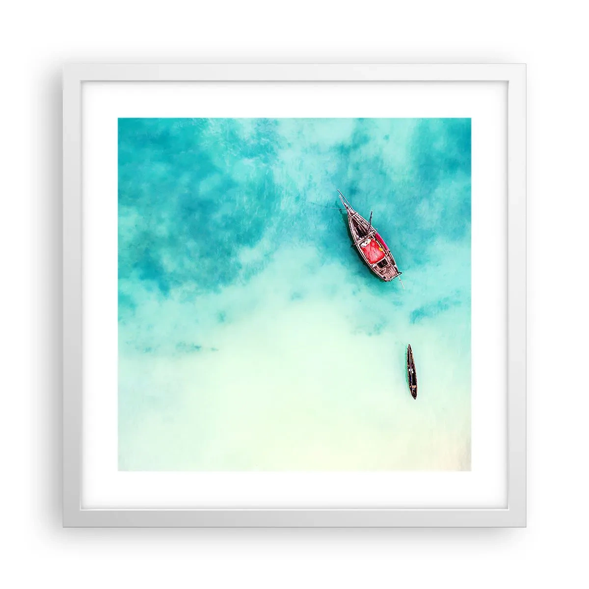 Poster in einem weißen Rahmen - Denn an den Stränden von Sansibar, wenn der Wasserüberschuss ... - 40x40 cm