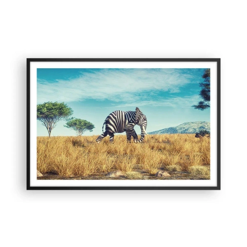 Poster in einem schwarzem Rahmen - Grau ist nicht mehr in Mode - 91x61 cm