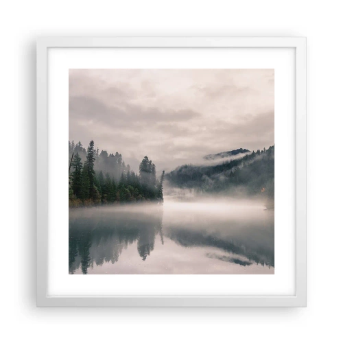 Poster in einem weißen Rahmen - In Reflexion, im Nebel - 40x40 cm