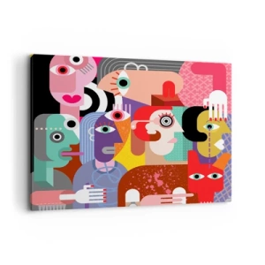 Bild auf Leinwand - Leinwandbild - Bunte Abstraktion mit geometrischen Flächen - 120x80cm - Wir sind von Herrn Picasso - Moderne Wanddekoration für Wohnzimmer und Schlafzimmer ARTTOR