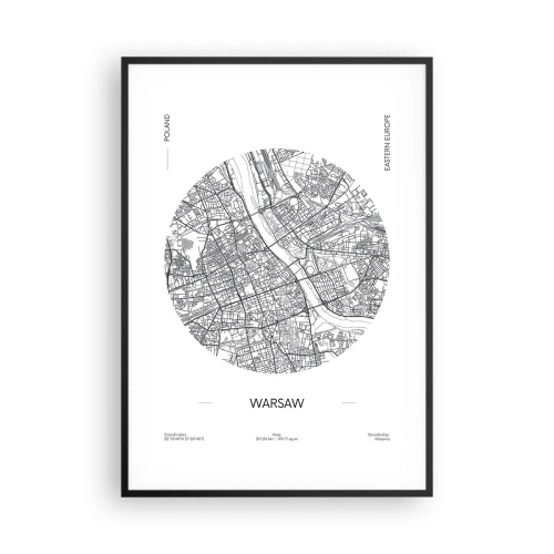 Poster in einem schwarzem Rahmen - Anatomie von Warschau - 70x100 cm