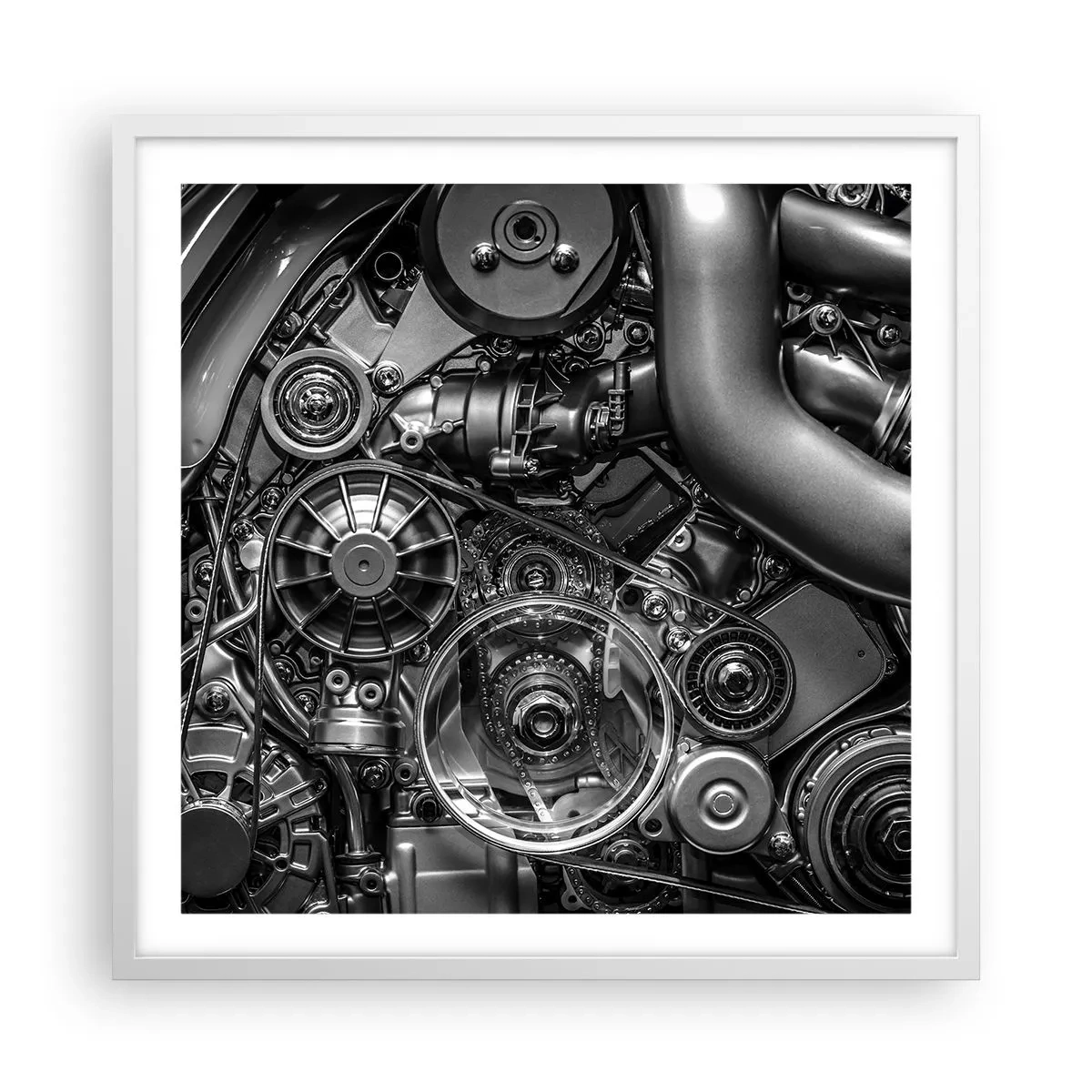 Poster in einem weißen Rahmen - Die Poesie der Mechanik - 60x60 cm