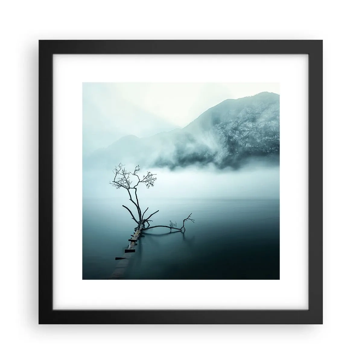 Poster in einem schwarzem Rahmen - Aus Wasser und Nebel - 30x30 cm