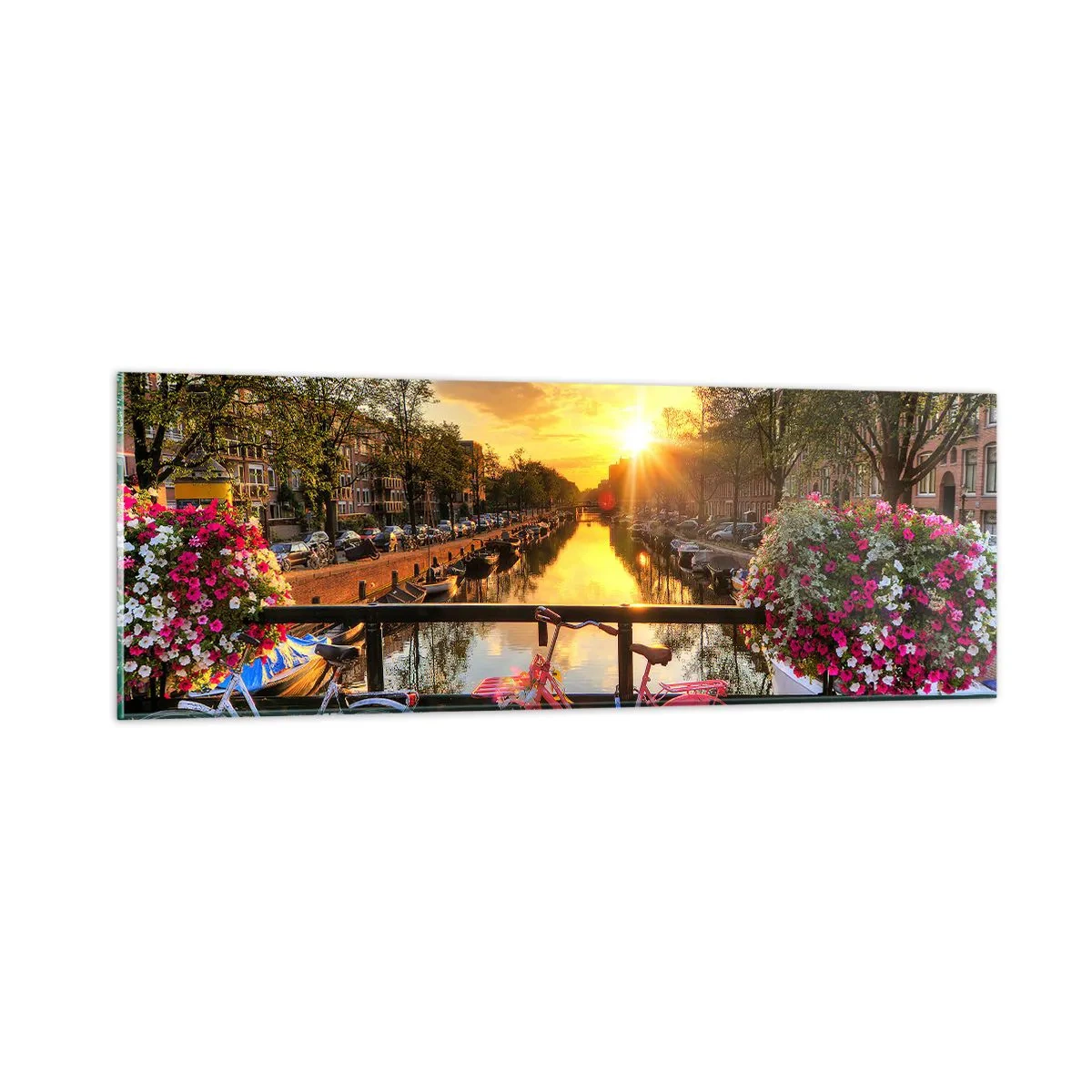 Glasbild - Bild auf glas - Frühlingsmorgen in Amsterdam - 90x30 cm