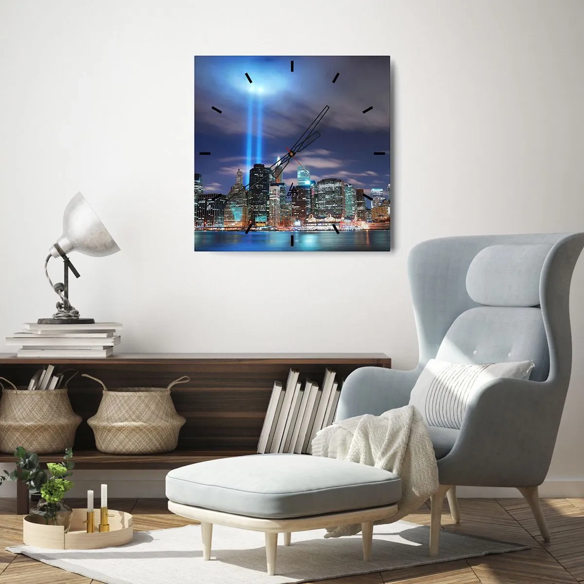 Wanduhr - Glasuhr - Erreiche den Himmel mit dem Licht - 40x40 cm