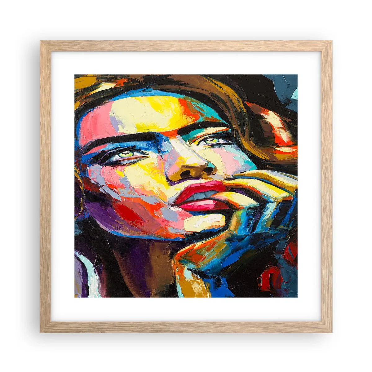 Poster in einem Rahmen aus heller Eiche - Träume fliegen am Himmel wie Vögel - 40x40 cm