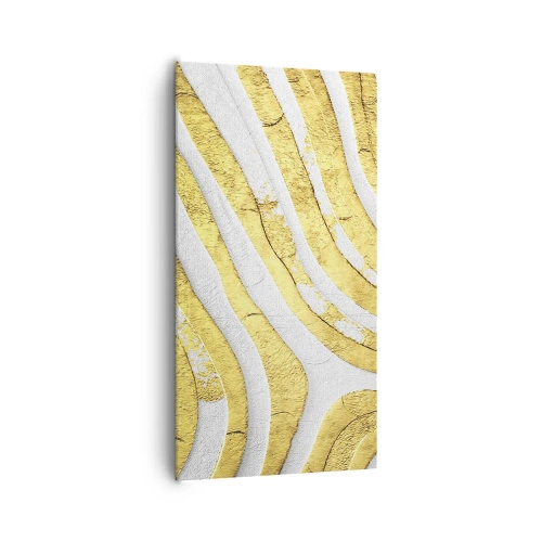 Bild auf Leinwand - Leinwandbild - Komposition in Weiß und Gold - 65x120 cm