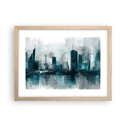 Poster in einem Rahmen aus heller Eiche - Eine Stadt in der Farbe des Regens - 40x30 cm