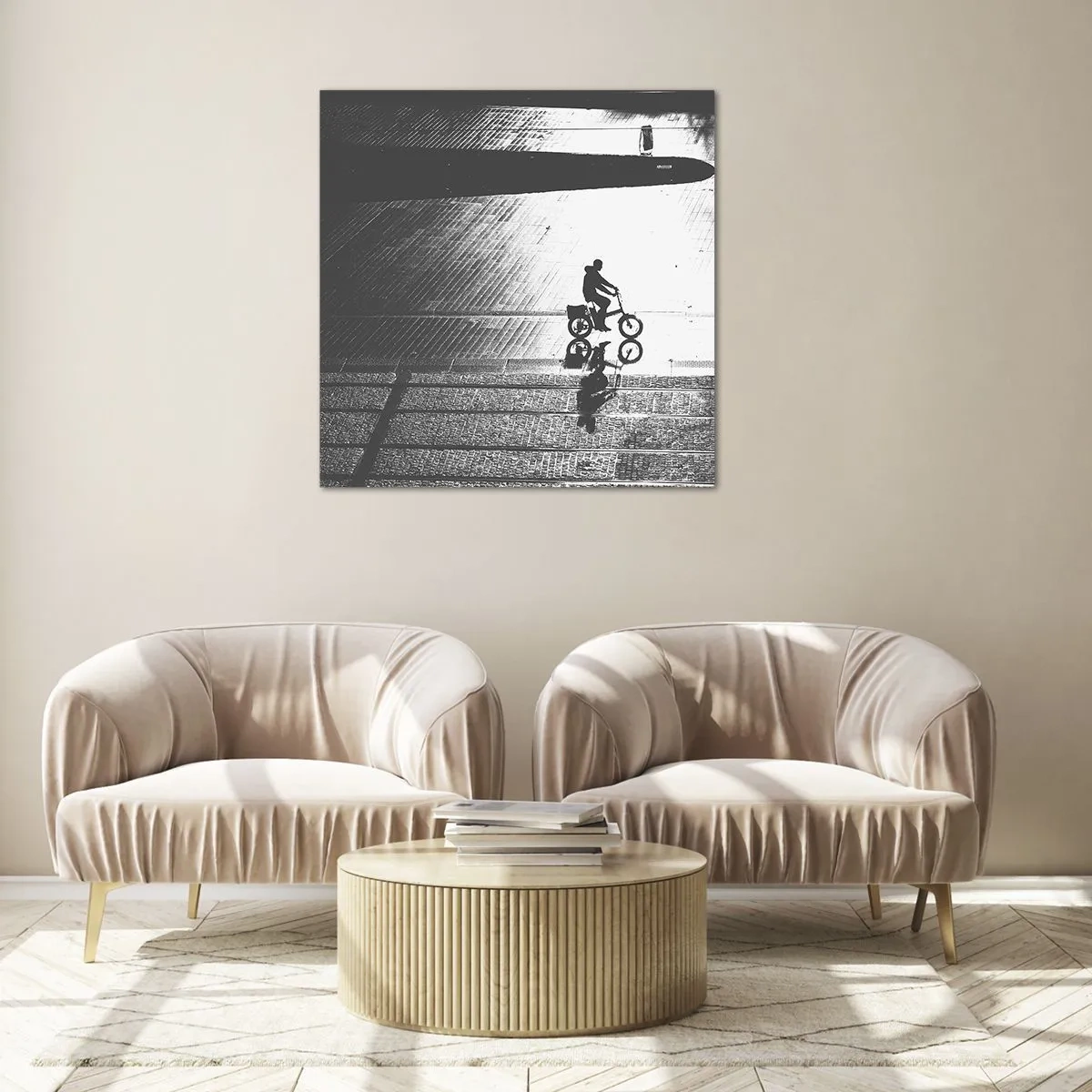 Glasbild - Bild auf glas - Vor sich hin durch die Stadt - 40x40 cm