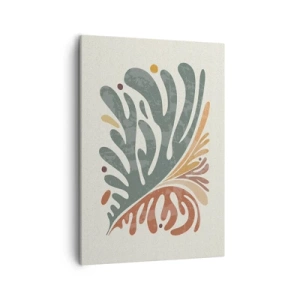 Bild auf Leinwand - Leinwandbild - Buntes abstraktes Blatt auf hellem Hintergrund - 50x70cm - Mehrfarbiges Blatt - Moderne Wanddekoration für Wohnzimmer und Schlafzimmer ARTTOR