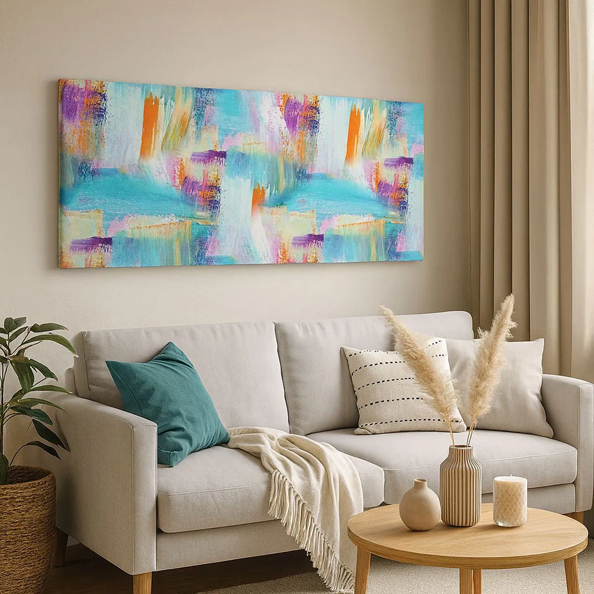 Bild auf Leinwand - Leinwandbild - Fröhlicher Labyrinth-Liner - 100x40 cm