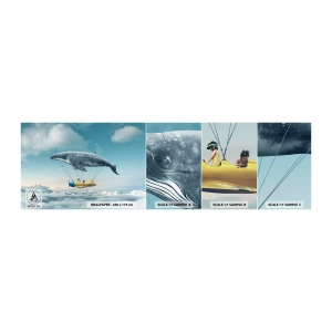 Fototapeten Muster Selbstklebend Deluxe Sticker - Warum nicht? - Wal, Kinder, Flugzeug - 100x30 cm
