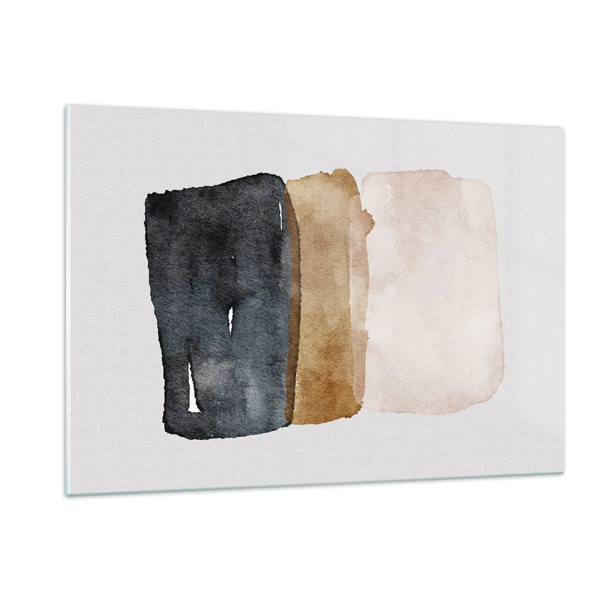 Glasbild - Bild auf glas - Abstrakte Flecken in Schwarz-, Braun- und Beigetönen - 120x80cm - Die Komposition der Farben der Erde - Moderne Wanddekoration für Wohnzimmer und Schlafzimmer ARTTOR