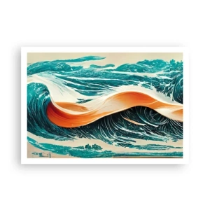 Poster - Dynamische Meereswellen mit abstraktem Band - 100x70cm - Traum eines Surfers - Moderne Wanddekoration für Wohnzimmer und Schlafzimmer ARTTOR