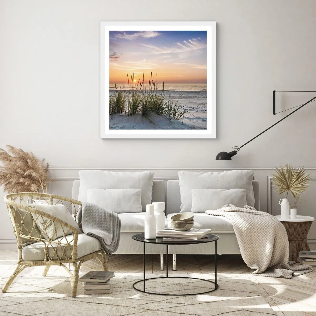 Poster in einem weißen Rahmen - Schau, denk, fühl - 50x50 cm