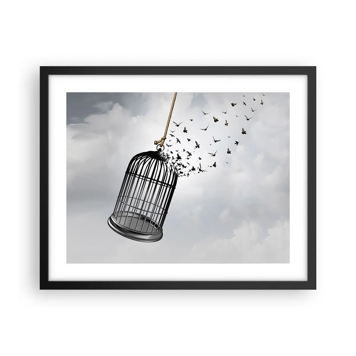 Poster in einem schwarzem Rahmen - Glaube ... Hoffnung ... Freiheit! - 50x40 cm