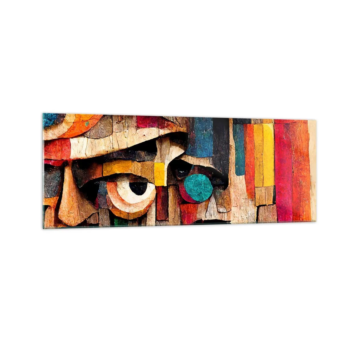 Glasbild - Bild auf glas - Abstrakte Gesichter in intensiven Farben - 140x50cm - Ich sehe dich… - Moderne Wanddekoration für Wohnzimmer und Schlafzimmer ARTTOR