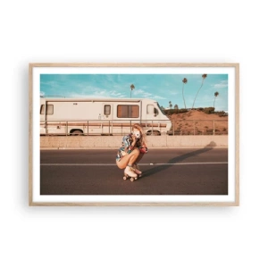 Poster in einem Rahmen aus heller Eiche - Lächel bitte! - 91x61 cm