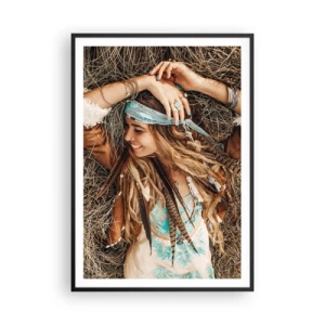 Poster in einem schwarzem Rahmen - Auf dem Weg in den Sommer der Liebe - 70x100 cm