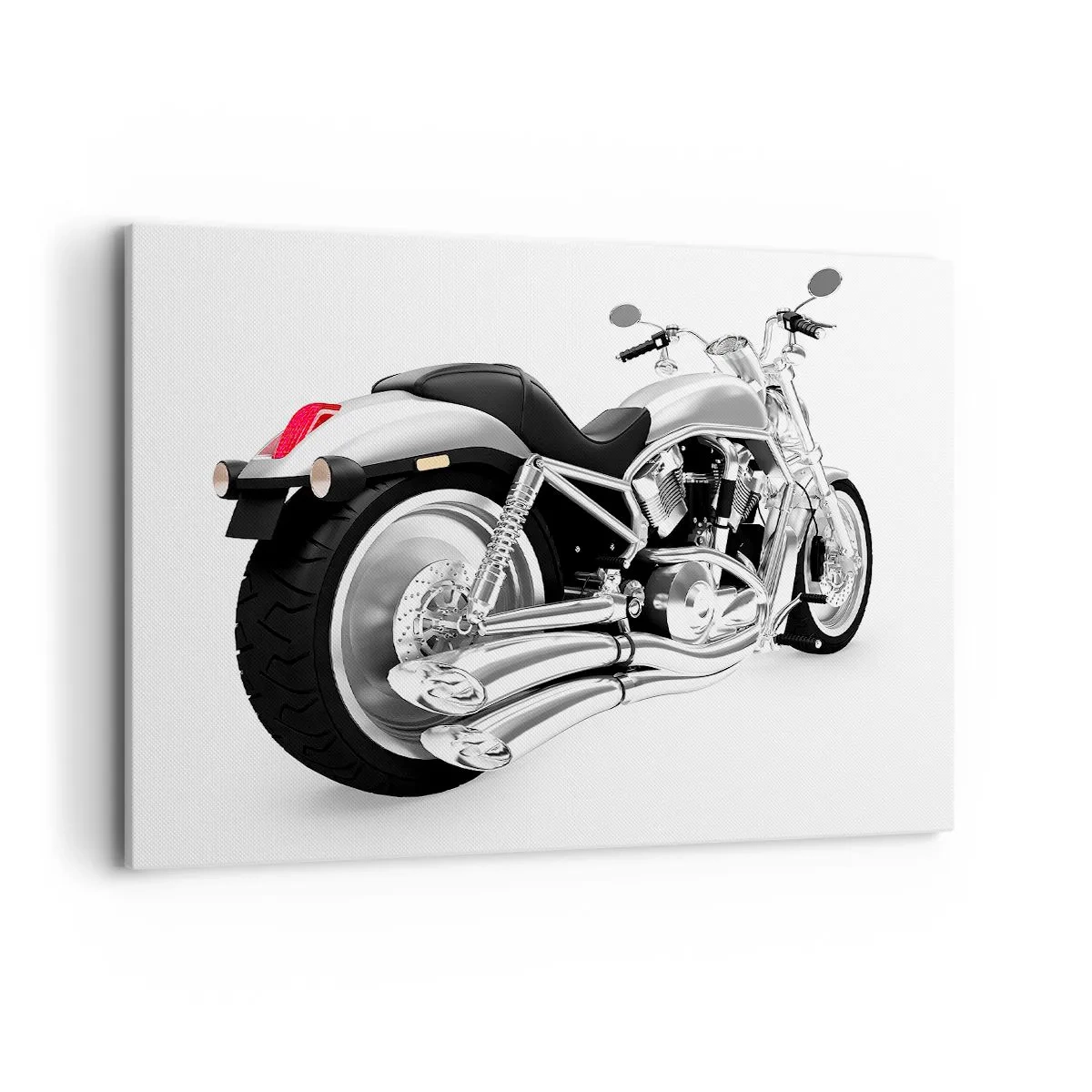 Bild auf Leinwand - Leinwandbild - Chrom Motorrad auf weißem Hintergrund - 100x70cm - Ein Sammlertraum - Moderne Wanddekoration für Wohnzimmer und Schlafzimmer ARTTOR